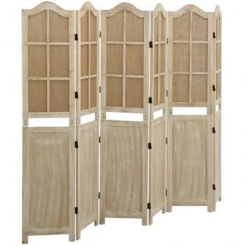 VidaXL Cloison de Séparation 6 Panneaux Séparateur de Pièce Pliable Diviseur Écran d'Intimité Paravent Décoration Salon Marron 214x165 cm Tissu 338593