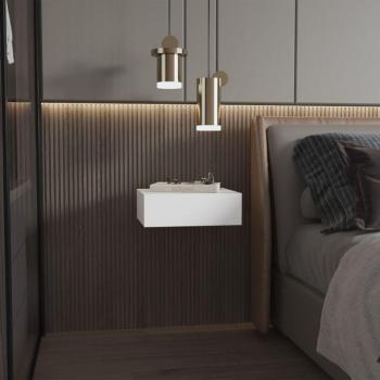 Mesa de noche flotante Milano con cajón metálico
