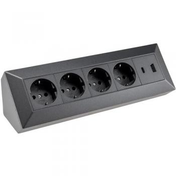 Multiprise CHILITEC 23791 – 4 ports, USB‑A et USB‑C – 250 V/16 A – Anthracite