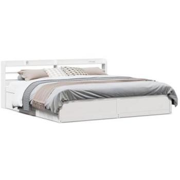 Bed Frame with Headboard White 200x200 cm Solid Wood Pine vidaXL