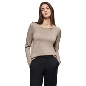 Pull en jersey fin à col bateau pour femme - Beige, taille 38