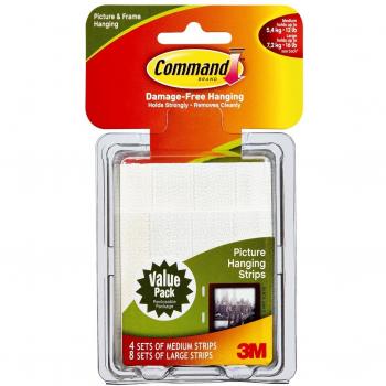 3M Command Picture Hanging Strips 12-pack Stora och Medelvita