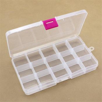 Plastic Jewelry Storage Box with 15 Slots for Beads