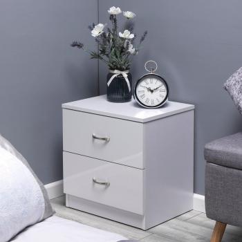 Chilton 2 Drawer Bedside Cabinet - White Gloss