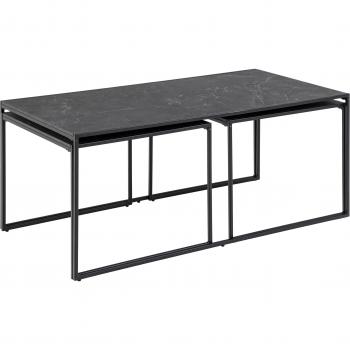Infinity Couchtisch Set mit 3 Stk. schwarzer Marmordruck, schwarz