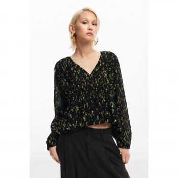 Blusa de mujer Desigual con estampado floral y escote en V