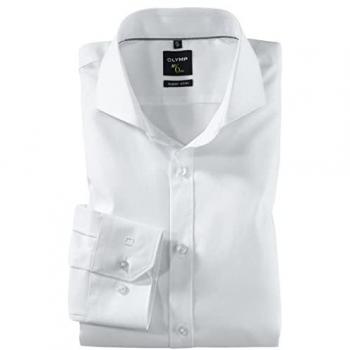 OLYMP Herren Hemd Weiß Baumwoll-Stretch – No. Six Super Slim, Größe 38, N-Grün