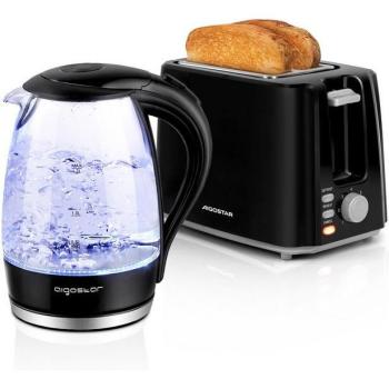 AIGOSTAR Tostador 2 Ranuras con Descongelación y Hervidor de Agua 1.7L