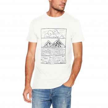 Springfield Herren T-Shirt Acuarela Montaña Cuadrado, Beige (Beige), Extra Large
