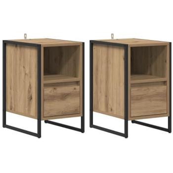 Oakwood Side Table Duo – Drawer Included (39.5x30x50cm)
