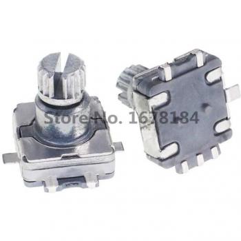 5PCS EC11 Rotary Encoder with Push Switch, 5-Pin SMD, 10MM Handle, Plum Shaft