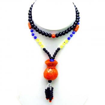 Collier Qingmos Fleur de Corail Rouge