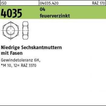 Reyher Sechskantmutter ISO 4035 niedrig M20 Automatenstahl 100 Stück