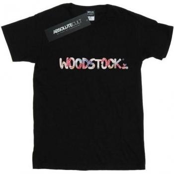 T-shirt Donna Boyfriend con Stampa Floreale e Logo