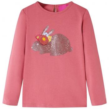 Maglietta Bambina Maniche Lunghe Rosa Antico 128