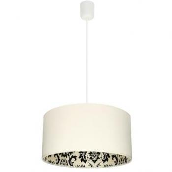 Lampada sospensione Jalon – Tessuto nero/beige, plastica, 40x40x90 cm