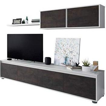 Mueble de salón melamina TV blanco artik/óxido