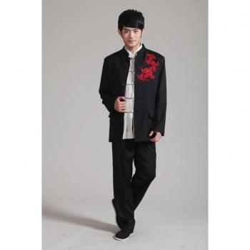 Chinese Black Tang Suit with Jacket and Pants for Tai Chi