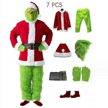 Ensemble de Cosplay Le Grinch avec masque 7 pièces