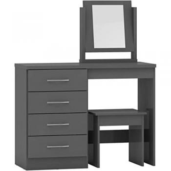 Seconique Nevada Matt Grey 4 Drawer Dressing Table and Stool