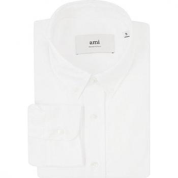 Ami Paris Men's White Heart Embroidered Shirt - Size M