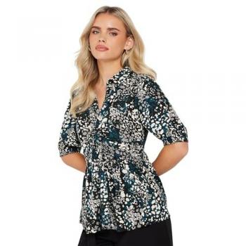 PixieGirl Petite Blaues Woven Top mit Drehung