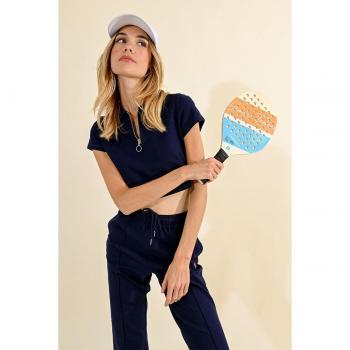 Top de mujer de manga corta con cuello camisero Lili Sidonio