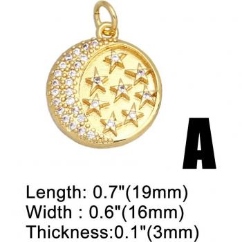 Gold Plated Copper Zircon Mini Star and Moon Disc Pendants for Necklace Making