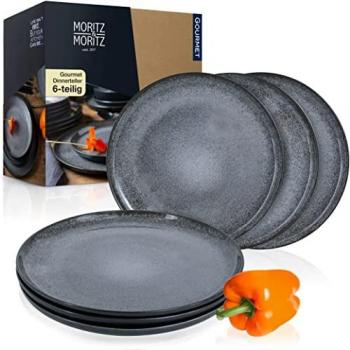 Moritz & Moritz Tafelservice Moritz & Moritz VIDA 6tlg Dinnerteller Anthrazit