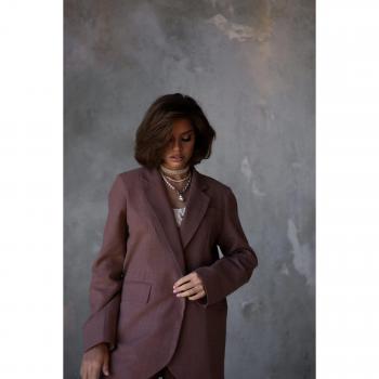 Giacca Blazer in Lino Marrone per Donna - Taglia S