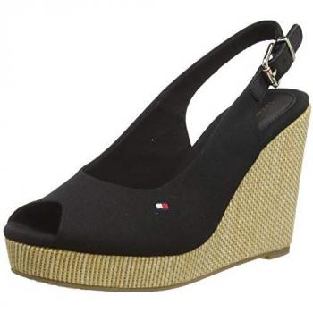 Black Cotton Women Wedge Sandal - Size 41