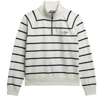 Athletic Striped Half-Zip Pullover for Her (White/Navy)