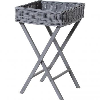 Large Grey Wicker Basket Butler Tray