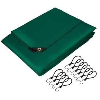 Schutzplane mit Ösen 4x7 m 650 g/m² und 10 Spanngummis Grün aus PVC