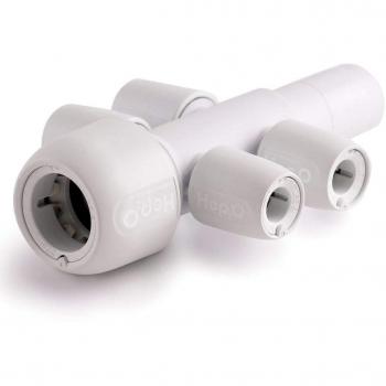 Hep2O 4 Port Manifold Socket and Closed Spigot White 22x10mm