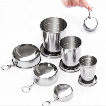 Foldable Stainless Steel Wine Cup with Key Ring