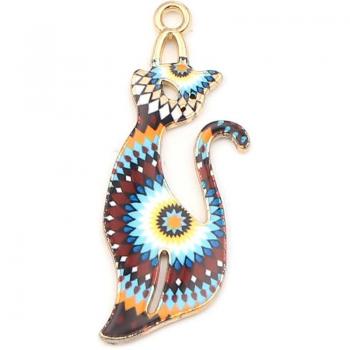 Pendentifs Bohémiens Étoile et Fleur en Métal Doré Multicolore, 10 pièces de 37x13mm