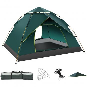 PeakGuard 3‑4 Capacity Dual‑Shell Outdoor Tent, UV Protection, Easy Set, Cherry Blossom Green, Sports Storage Included