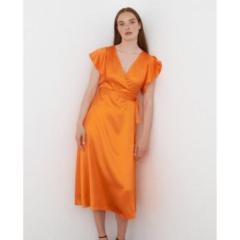 Vila Vestido Satinado Midi con Cintura Lazada