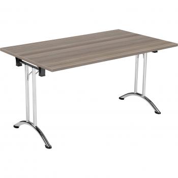 Allegro Folding Table with Chrome Frame and Grey Oak Top