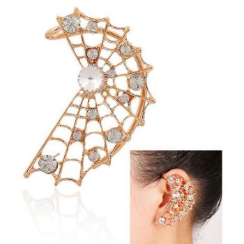 Rhinestone Spider Web Ear Cuff Earrings
