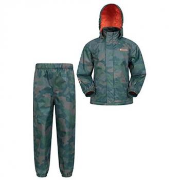 Khaki Regenjacke und Hose für Kinder