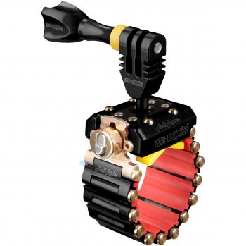 ISHOXS Action-Cam-Halterung Hell Rider SE - Voll-Aluminium-Ausführung, GoPro Motorbike Mount, 20-42 mm Durchmesser (erweiterbar bis 200 mm), egal ob rund, oval oder eckig - mit Schloss - Schwarz