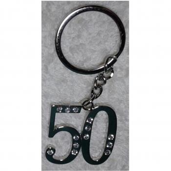 12 Portachiavi Porta Chiave con Numero 50 per Feste di Compleanno
