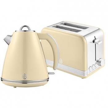 Swan Retro Kitchen Set – Cream Kettle & Toasting Pair