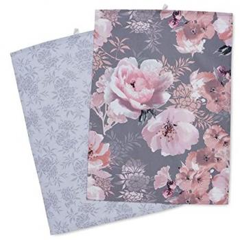 Catherine Lansfield Dramatic Floral 2-Pack Tea Towels – Grey