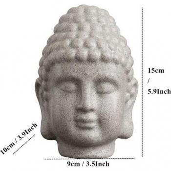 Weiße Buddha Kopf Skulptur 15cm von VILEAD