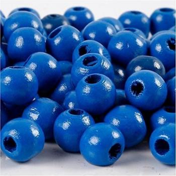Perles en bois A : 12 mm, bleu, 19 g, env. 50 pièces