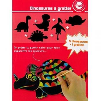 Dinosaures à gratter - Blanc - 4 dinosaures et 1 grattoir - Boulangerie Leclerc