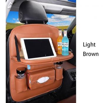 Universal Child Car Seat Storage Bag - PU Leather Multi-Pocket Organizer